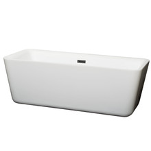 Wyndham  WCOBT100169MBTRIM Emily 69 Inch Freestanding Bathtub in White with Matte Black Drain and Overflow Trim