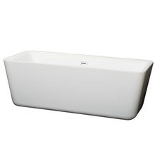 Wyndham  WCOBT100169SWTRIM Emily 69 Inch Freestanding Bathtub in White with Shiny White Drain and Overflow Trim