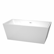 Wyndham  WCBTK151463SWTRIM Sara 63 Inch Freestanding Bathtub in White with Shiny White Drain and Overflow Trim