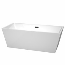 Wyndham  WCBTK151467MBTRIM Sara 67 Inch Freestanding Bathtub in White with Matte Black Drain and Overflow Trim