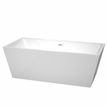 Wyndham  WCBTK151467SWTRIM Sara 67 Inch Freestanding Bathtub in White with Shiny White Drain and Overflow Trim