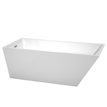 Wyndham  WCBTK150167BNTRIM Hannah 67 Inch Freestanding Bathtub in White with Brushed Nickel Drain and Overflow Trim