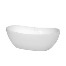 Wyndham  WCOBT101465SWTRIM Rebecca 65 Inch Freestanding Bathtub in White with Shiny White Drain and Overflow Trim
