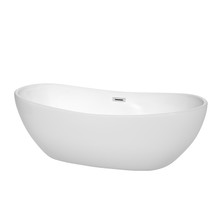 Wyndham  WCOBT101470 Rebecca 70 Inch Freestanding Bathtub in White with Polished Chrome Drain and Overflow Trim