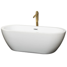 Wyndham  WCOBT100268PCATPGD Soho 68 Inch Freestanding Bathtub in White with Polished Chrome Trim and Floor Mounted Faucet in Brushed Gold