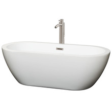 Wyndham  WCOBT100268ATP11BN Soho 68 Inch Freestanding Bathtub in White with Floor Mounted Faucet, Drain and Overflow Trim in Brushed Nickel