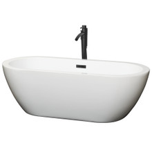 Wyndham  WCOBT100268MBATPBK Soho 68 Inch Freestanding Bathtub in White with Floor Mounted Faucet, Drain and Overflow Trim in Matte Black