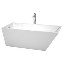Wyndham  WCBTK150167ATP11PC Hannah 67 Inch Freestanding Bathtub in White with Floor Mounted Faucet, Drain and Overflow Trim in Polished Chrome