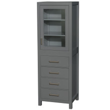 Wyndham  WCS1414LTKG Sheffield 24 Inch Linen Tower in Dark Gray with Shelved Cabinet Storage and 4 Drawers