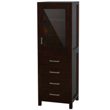 Wyndham  WCS1414LTES Sheffield 24 Inch Linen Tower in Espresso with Shelved Cabinet Storage and 4 Drawers