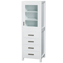 Wyndham  WCS1414LTWH Sheffield 24 Inch Linen Tower in White with Shelved Cabinet Storage and 4 Drawers