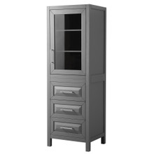 Wyndham  WCV2525LTKG Daria Linen Tower in Dark Gray with Shelved Cabinet Storage and 3 Drawers