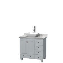Wyndham  WCV800036SOYCMD2WMXX Acclaim 36 Inch Single Bathroom Vanity in Oyster Gray, White Carrara Marble Countertop, Pyra White Porcelain Sink, and No Mirror