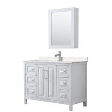 Wyndham  WCV252548SWHC2UNSMED Daria 48 Inch Single Bathroom Vanity in White, Light-Vein Carrara Cultured Marble Countertop, Undermount Square Sink, Medicine Cabinet