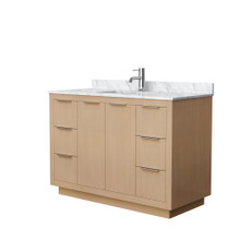 Wyndham  WCF282848SLSCMUNSMXX Maroni 48 Inch Single Bathroom Vanity in Light Straw, White Carrara Marble Countertop, Undermount Square Sink