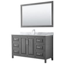 Wyndham  WCV252560SKGCMUNSM58 Daria 60 Inch Single Bathroom Vanity in Dark Gray, White Carrara Marble Countertop, Undermount Square Sink, and 58 Inch Mirror