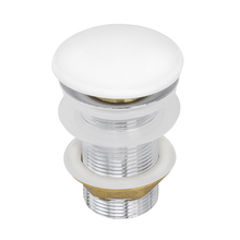 Ruvati White Ceramic Top Push Pop-up Drain for Bathroom Sinks without Overflow- RVA5102WH