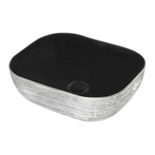 Ruvati 20 x 16 inch Bathroom Vessel Sink Silver Decorative Art Above Vanity Counter Black Ceramic - RVB2016BS