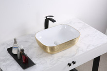 Ruvati 20 x 16 inch Bathroom Vessel Sink Gold Decorative Art Above Vanity Counter White Ceramic - RVB2016WG