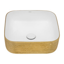 Ruvati 20 x 16 inch Bathroom Vessel Sink Gold Decorative Art Above Vanity Counter White Ceramic - RVB1414WG