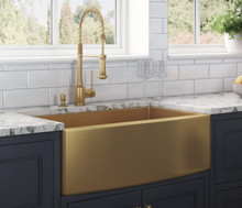 Ruvati 30-inch Apron-Front Farmhouse Kitchen Sink - Brass Tone Matte Gold Stainless Steel Single Bowl - RVH9660GG