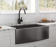 Ruvati 33-inch Apron-Front Farmhouse Kitchen Sink - Gunmetal Black Matte Stainless Steel Single Bowl - RVH9733BL