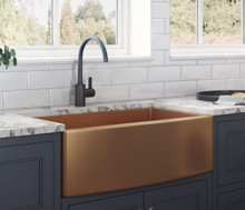 Ruvati 33-inch Apron-Front Farmhouse Kitchen Sink - Copper Tone Matte Bronze Stainless Steel Single Bowl - RVH9733CP