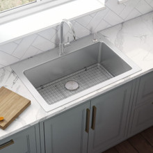 Ruvati 33 x 22 inch Drop-in Topmount Kitchen Sink 16 Gauge Stainless Steel Single Bowl - RVM5001