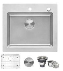Ruvati 25 x 22 inch Drop-in Topmount Kitchen Sink 16 Gauge Stainless Steel Single Bowl - RVM5025
