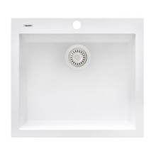 Ruvati 22 x 20 inch epiGranite Drop-in Topmount Granite Composite Single Bowl Kitchen Sink - Arctic White - RVG1022WH