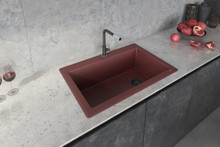 Ruvati 33 x 22 inch Granite Composite Drop-in Topmount Single Bowl Kitchen Sink - Carnelian Red - RVG1033RD