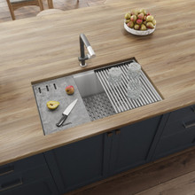 Ruvati 33-inch Granite Composite Workstation Undermount Kitchen Sink Single Bowl White - RVG2302WH