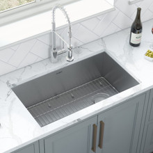 Ruvati 32-inch Slope Bottom Offset Drain Reversible Kitchen Sink Undermount 16 Gauge Stainless Steel - RVH7490