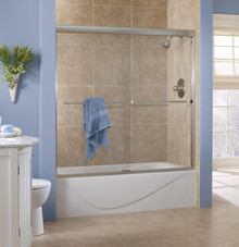 Foremost CVST5455-CL-BN Cove Frameless Sliding Tub Door 54" W x 55" H with Clear Glass - Brushed Nickel