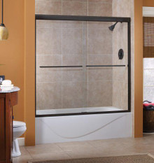 Foremost CVST5455-CL-OR Cove Frameless Sliding Tub Door 54" W x 55" H with Clear Glass - Oil Rubbed Bronze
