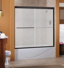 Foremost CVST5855-RN-BN Cove 6MM Frameless Sliding Tub Door 58" W x 55" H with Rain Glass - Brushed Nickel