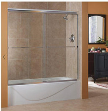 Foremost CVST9999-AU-BN Cove Frameless Sliding Tub Door 72" W x 60" H with Autumn Glass - Brushed Nickel