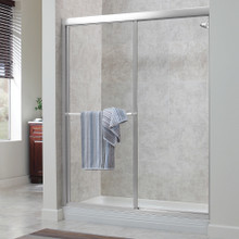 Foremost TDSS5270-CL-SV Tides Framed Sliding Shower Tub Door 52" W x 70" H with Clear Glass - Silver