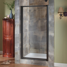 Foremost TDSW2565-CL-OR Tides Framed Pivot Swing Shower Door 25" W x 65" H with Clear Glass - Oil Rubbed Bronze