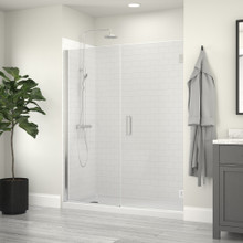 Foremost MRHG6074-CL-SV Marina Hinge Shower Door & Inline Panel 60" W x 74" H with Clear Glass - Silver