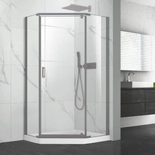 Foremost CVNA0474-CL-BN Cove Neo Angle Frameless Shower Door 36" W x 74" H with Clear Glass - Brushed Nickel