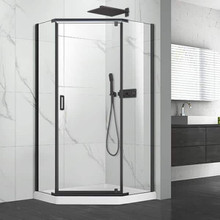 Foremost CVNA0574-CL-MB Cove Neo Angle Frameless Shower Door 38" W x 74" H with Clear Glass - Matte Black