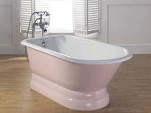 Cheviot  2177-WC TRADITIONAL Cast Iron Bathtub with Pedestal Base and Continuous Rolled Rim - 68x30x24 Free-Standing Bathtub