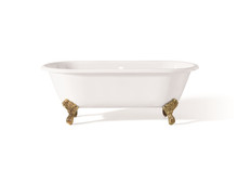 Cheviot  2181-WW-PB REGAL Cast Iron Bathtub with Continuous Rolled Rim and Shaughnessy Feet - 70x32x26 w/ Polished Brass Feet