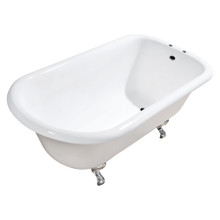 Kingston Brass  Aqua Eden VCT7D543019W6 54-Inch Cast Iron Roll Top Clawfoot Tub with 7-Inch Faucet Drillings, White/Polished Nickel