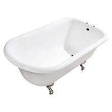 Kingston Brass  Aqua Eden VCT7D483117W8 48-Inch Cast Iron Roll Top Clawfoot Tub with 7-Inch Faucet Drillings, White/Brushed Nickel