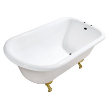 Kingston Brass  Aqua Eden VCT7D483117W7 48-Inch Cast Iron Roll Top Clawfoot Tub with 7-Inch Faucet Drillings, White/Brushed Brass