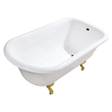 Kingston Brass  Aqua Eden VCTND483117W7 48-Inch Cast Iron Roll Top Clawfoot Tub (No Faucet Drillings), White/Brushed Brass