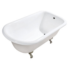Kingston Brass  Aqua Eden VCTND483117W8 48-Inch Cast Iron Roll Top Clawfoot Tub (No Faucet Drillings), White/Brushed Nickel