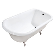 Kingston Brass  Aqua Eden VCTND483117W6 48-Inch Cast Iron Roll Top Clawfoot Tub (No Faucet Drillings), White/Polished Nickel